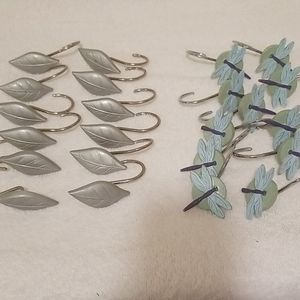 Shower curtain hooks leaf's and dragon flys